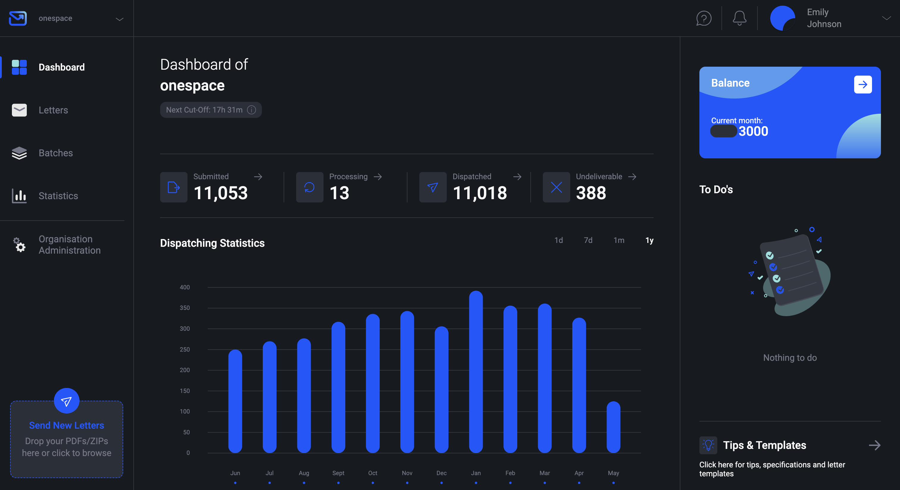 Output management system - Pingen dashboard