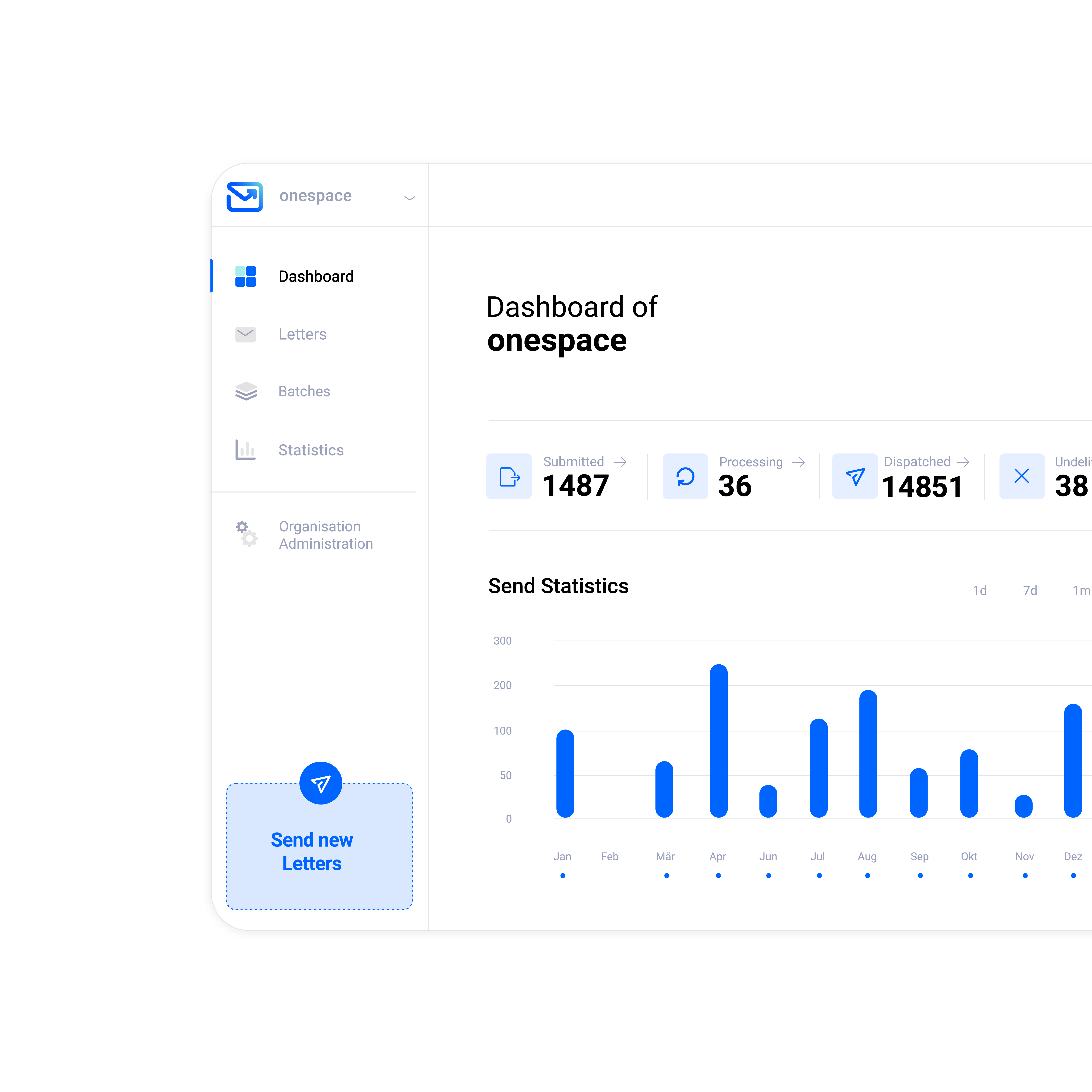 Pingen WebApp dashboard