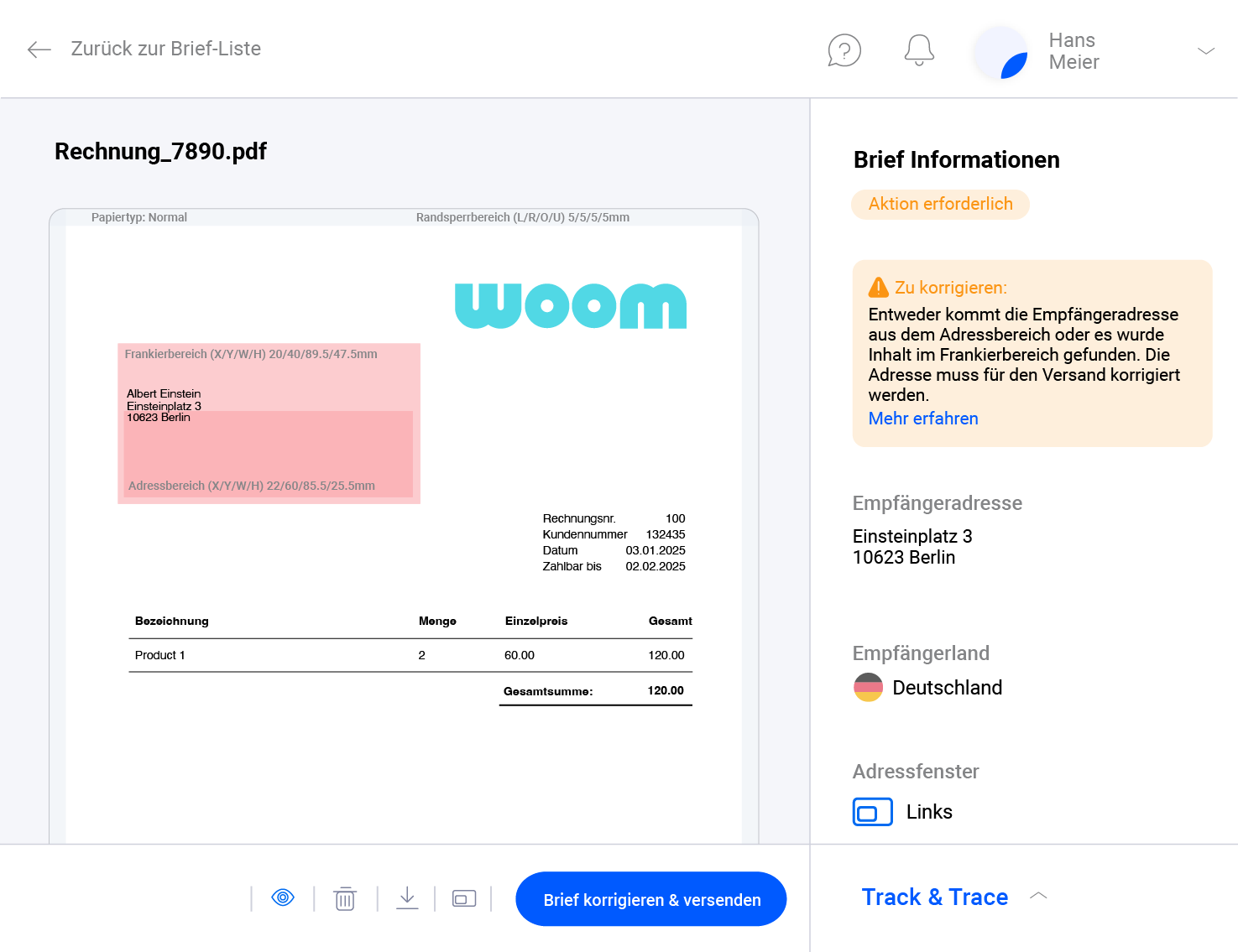 Pingen WebApp layout validation